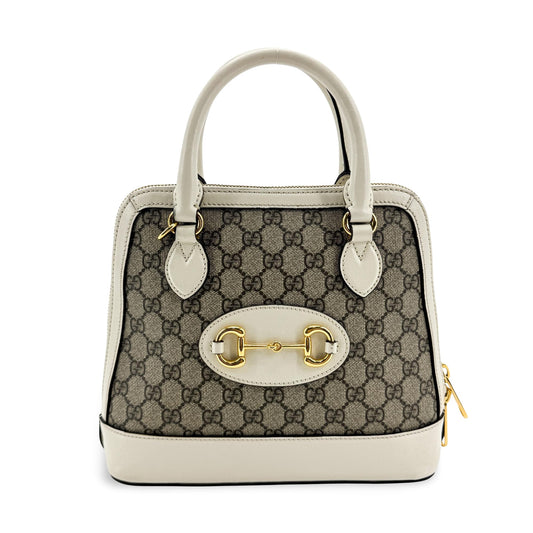 Gucci Horsebit 1955 Small Top Handle Bag White GG Supreme