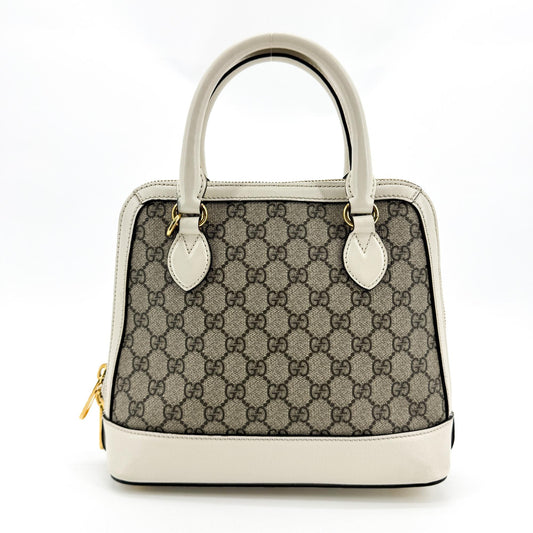 Gucci Horsebit 1955 Small Top Handle Bag White GG Supreme