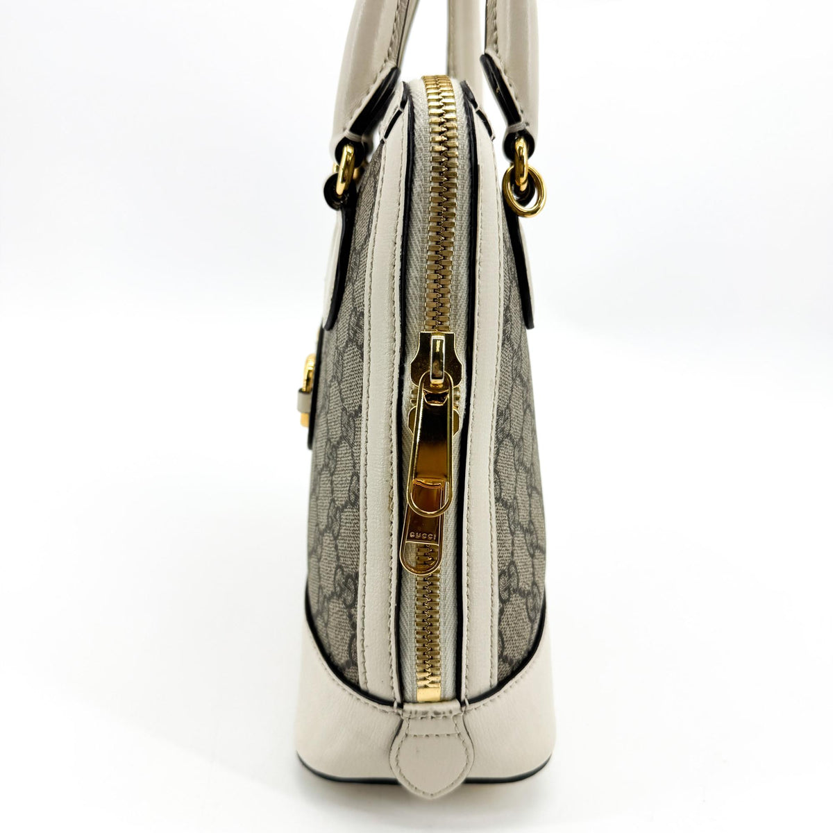 Gucci Horsebit 1955 Small Top Handle Bag White GG Supreme
