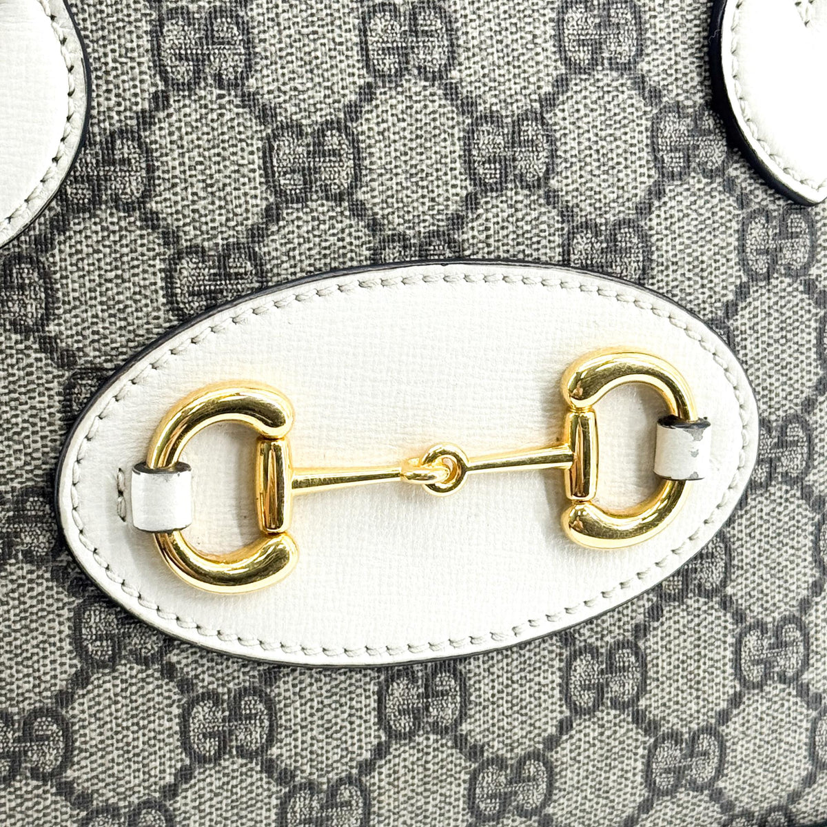 Gucci Horsebit 1955 Small Top Handle Bag White GG Supreme
