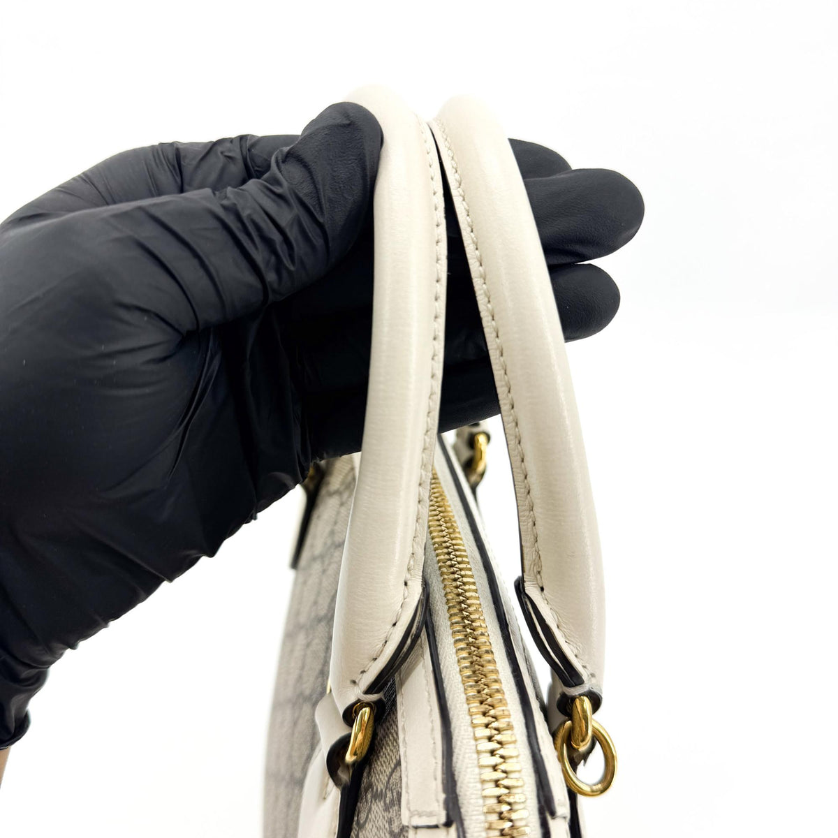 Gucci Horsebit 1955 Small Top Handle Bag White GG Supreme