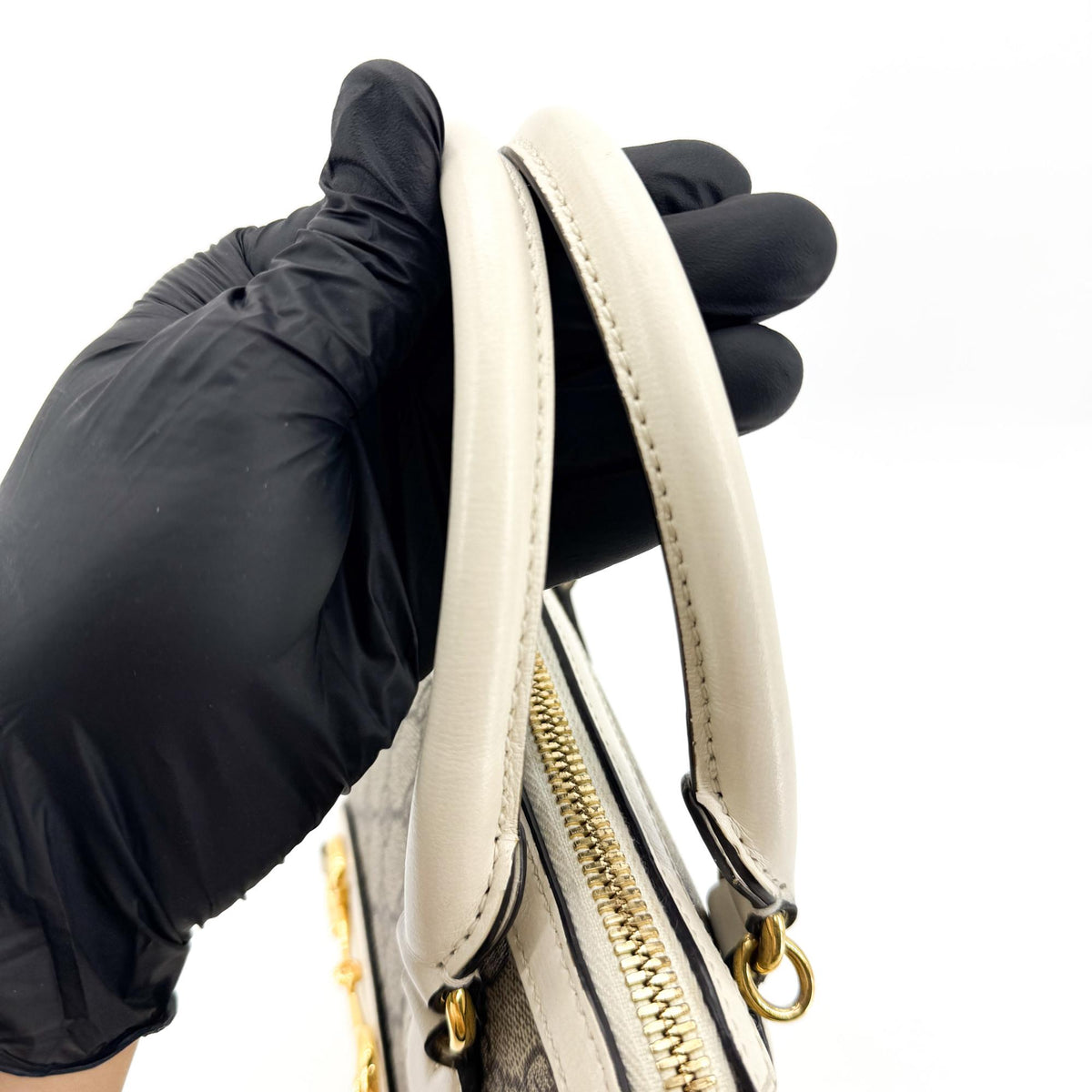 Gucci Horsebit 1955 Small Top Handle Bag White GG Supreme