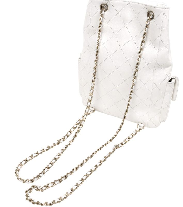 Chanel White Drawstring Two-Pocket Backpack