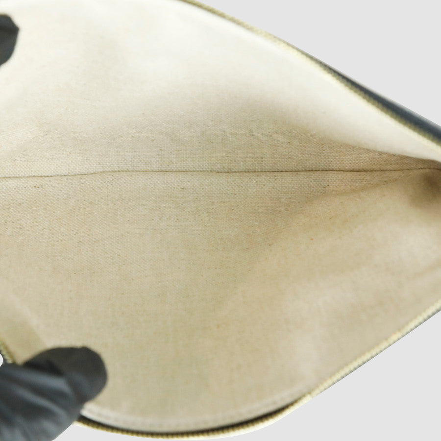 Flower embroidered logo clutch bag