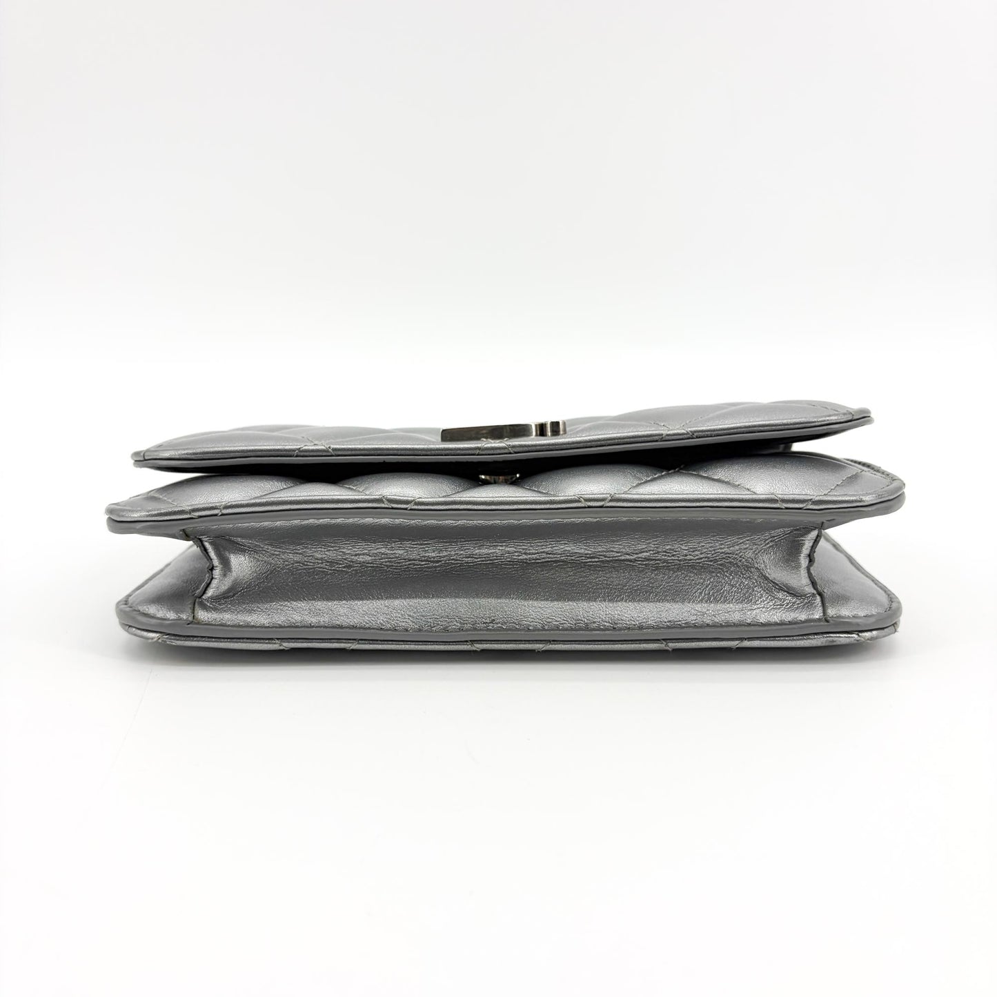 Balenciaga B. Quilted Metallic Chain Shoulder Bag Silver