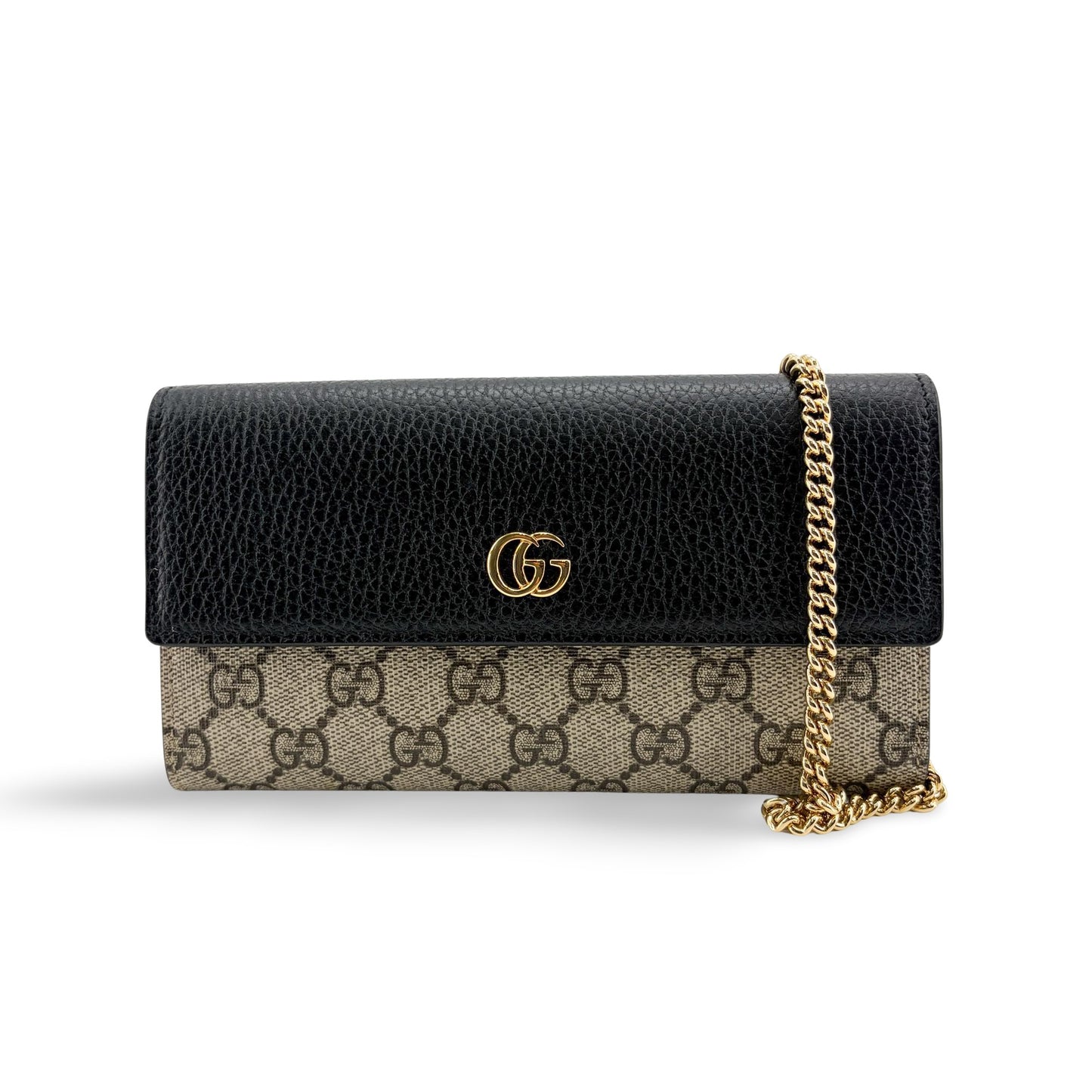 Gucci GG Marmont GG Supreme Chain Wallet Black