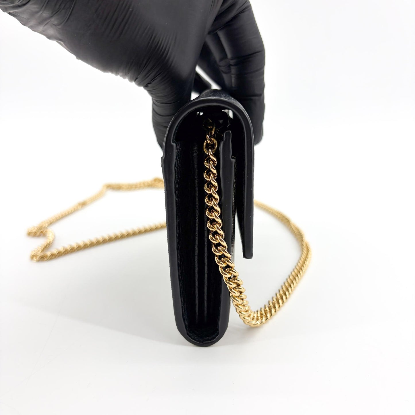 Gucci GG Marmont GG Supreme Chain Wallet Black