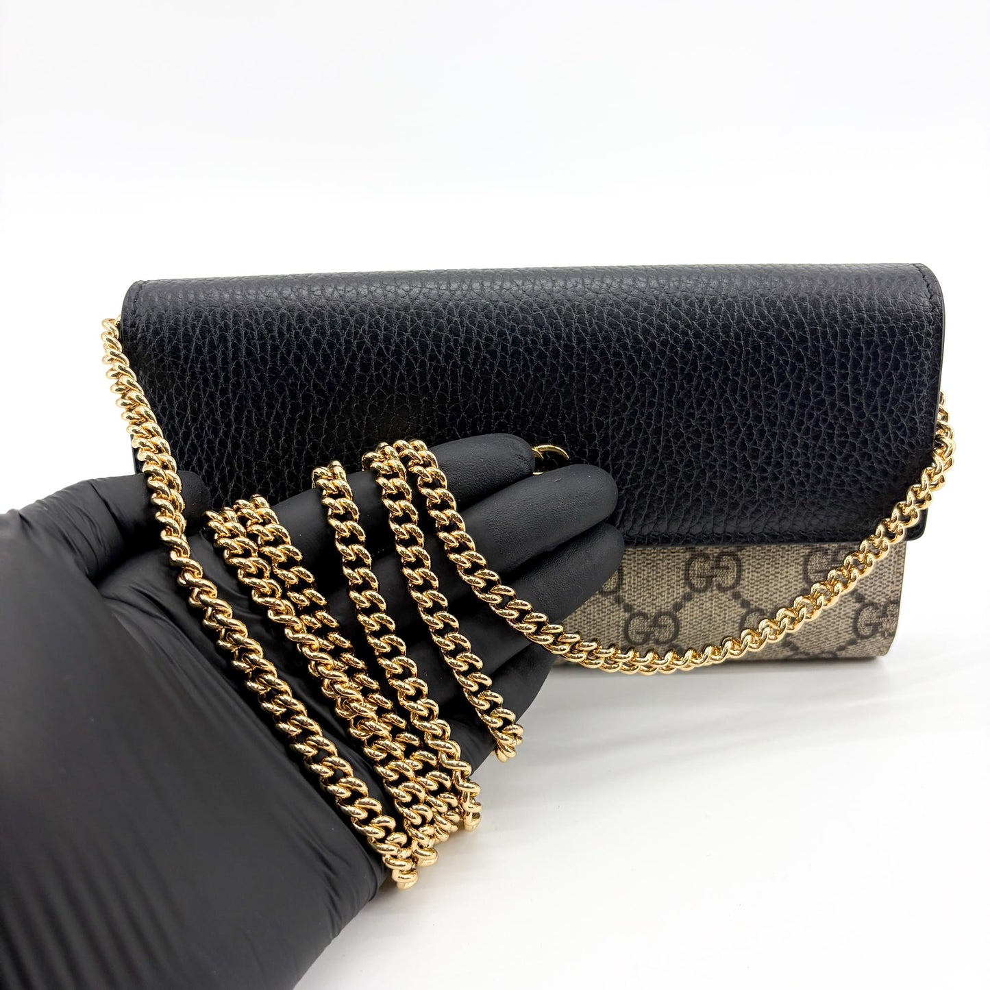 Gucci GG Marmont GG Supreme Chain Wallet Black