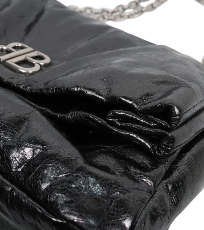 Balenciaga Metallic Black Medium Silver-Plated Monaco Bag