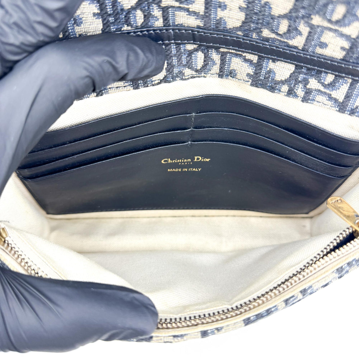 Dior Saddle Slim Clutch Blue Oblique Jacquard