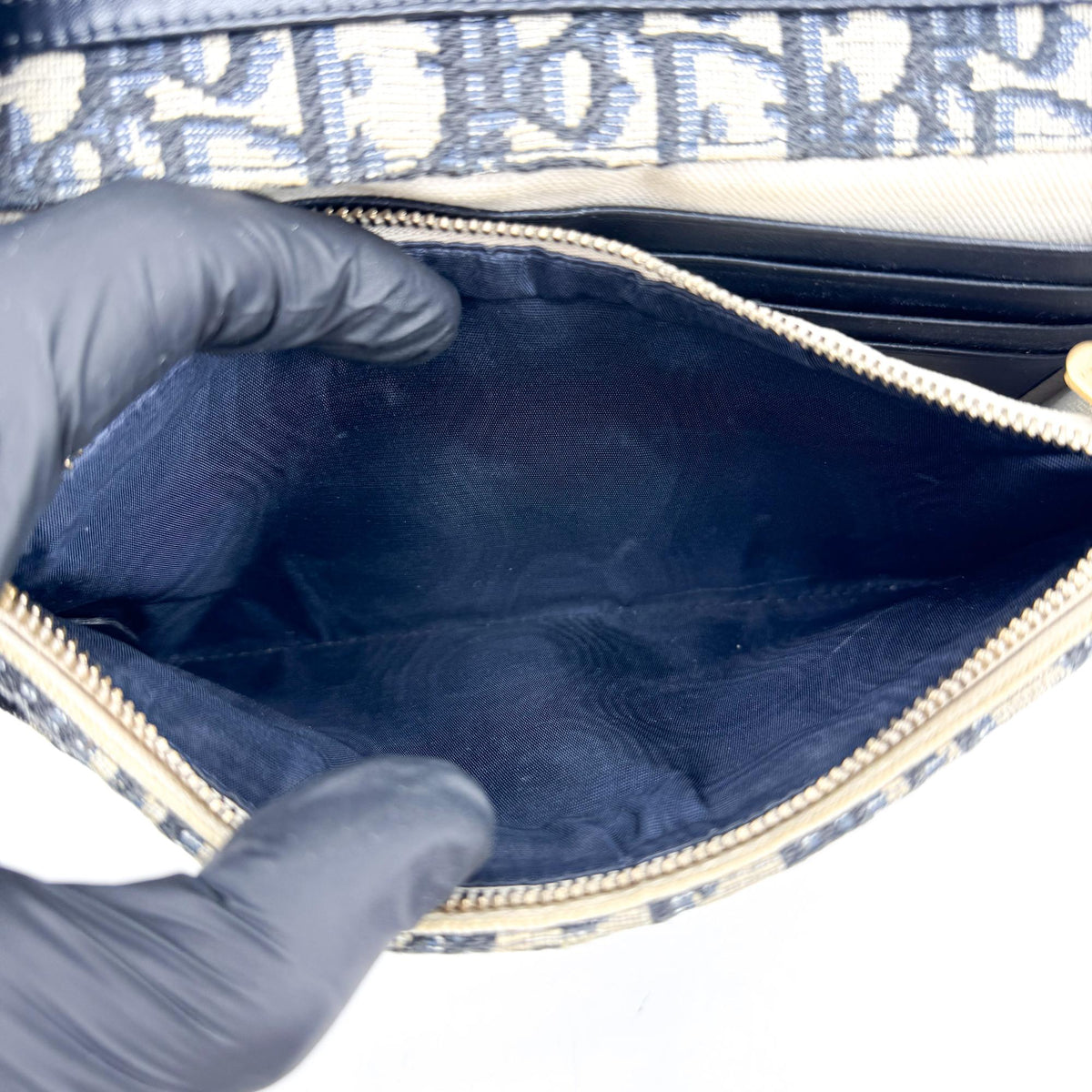 Dior Saddle Slim Clutch Blue Oblique Jacquard