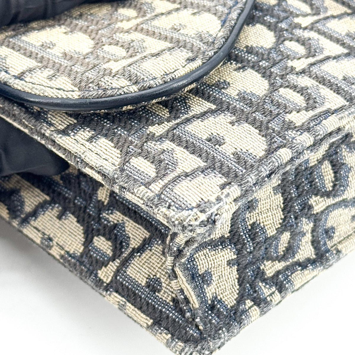 Dior Saddle Slim Clutch Blue Oblique Jacquard