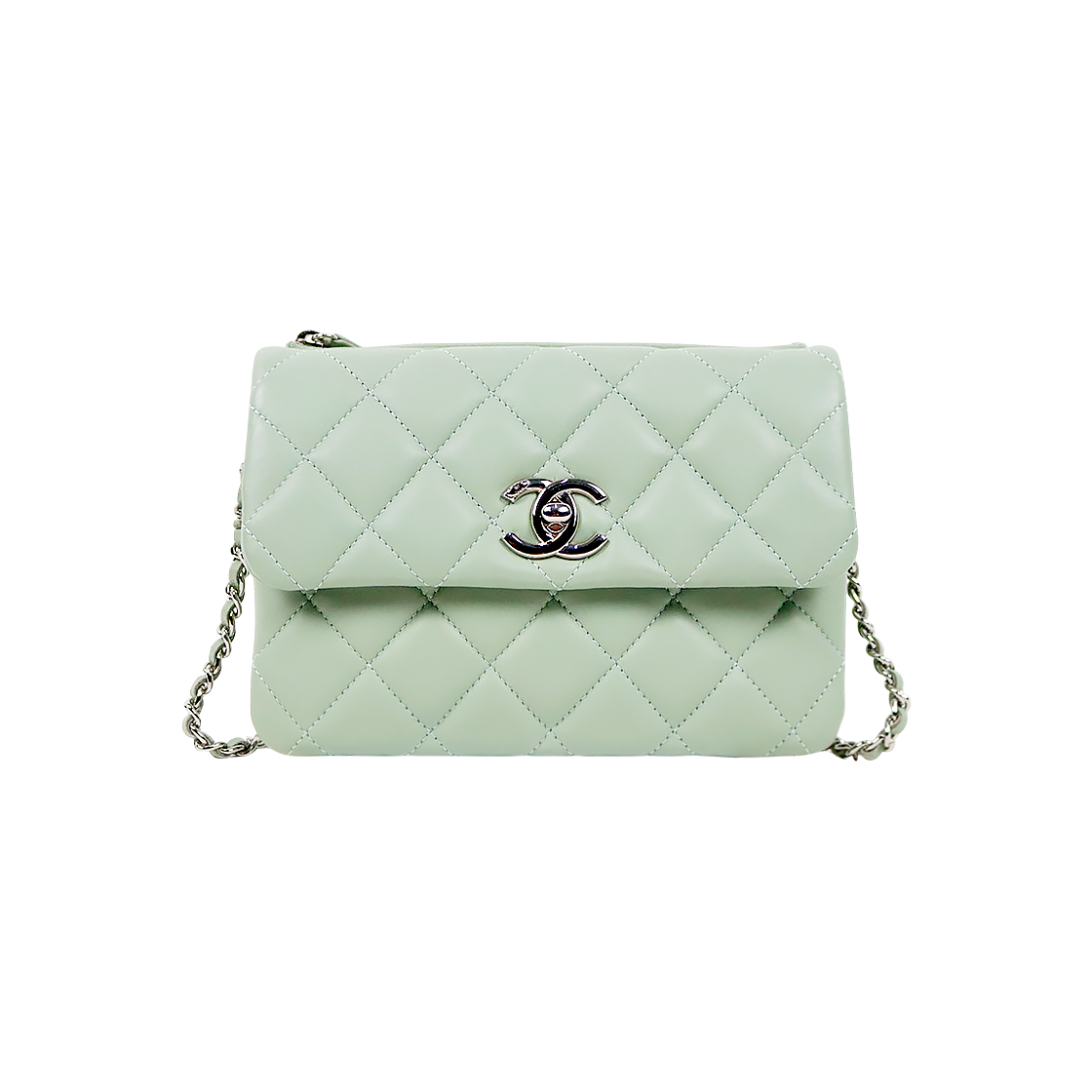 Chanel Mint Quilted CC Back Pocket Chain Shoulder Bag