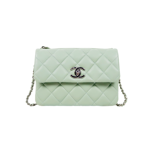 Chanel Mint Quilted CC Back Pocket Chain Shoulder Bag