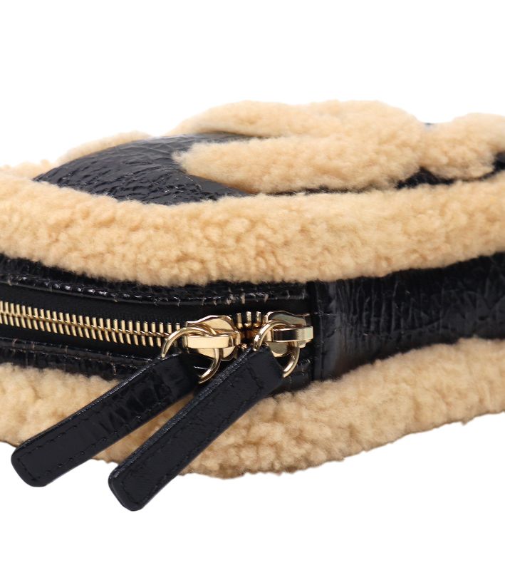 Chanel Black Shearling Big CC Belt Bag