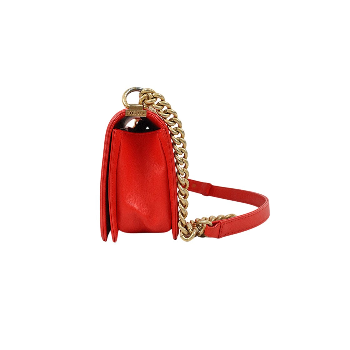 Chanel Medium Red Chevron Boy Shoulder Bag