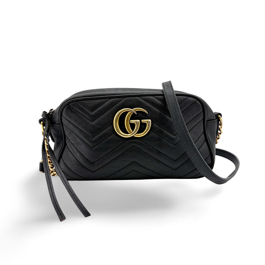 Gucci GG Marmont Small Matelassé Camera Bag Shoulder Bag Black