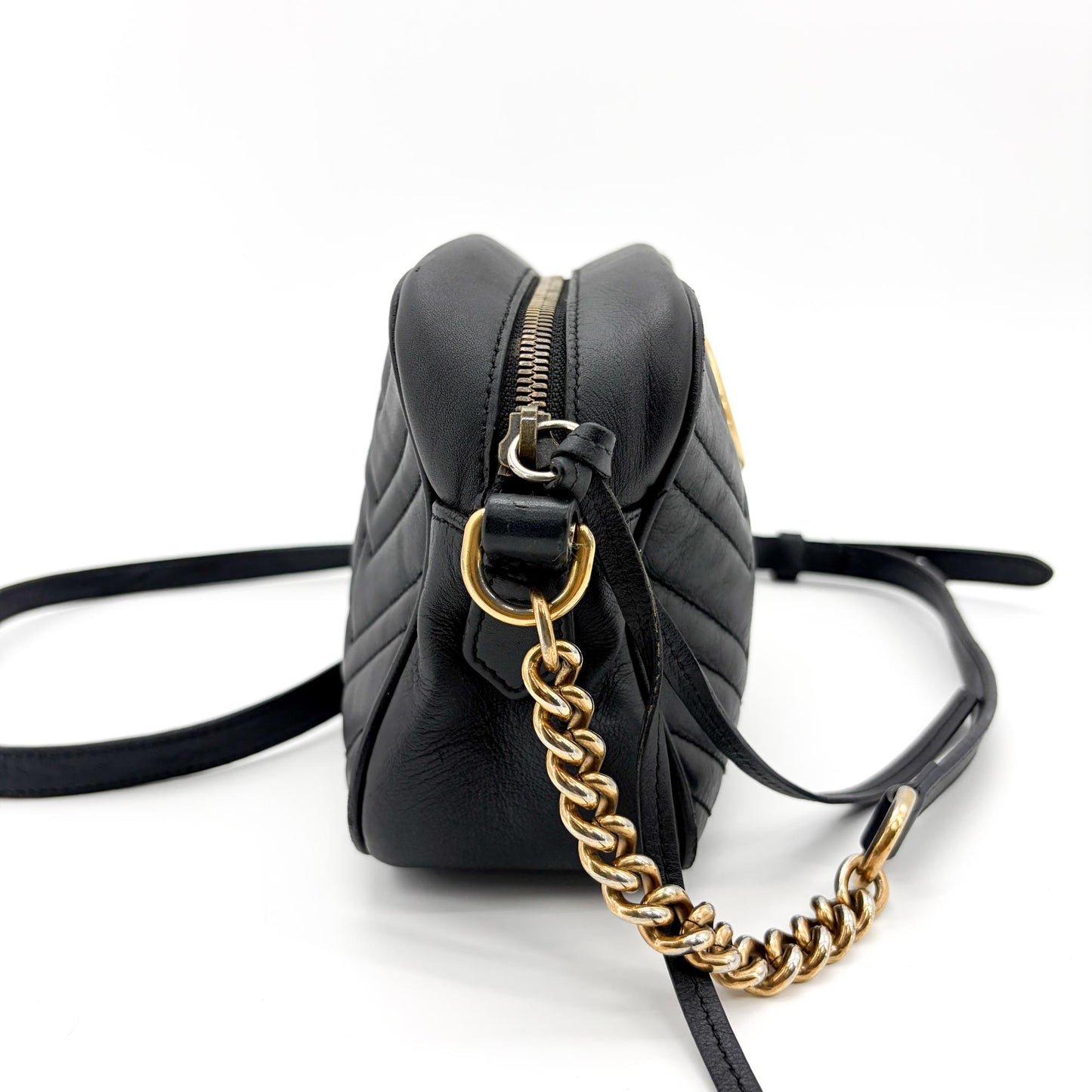 Gucci GG Marmont Small Matelassé Camera Bag Shoulder Bag Black