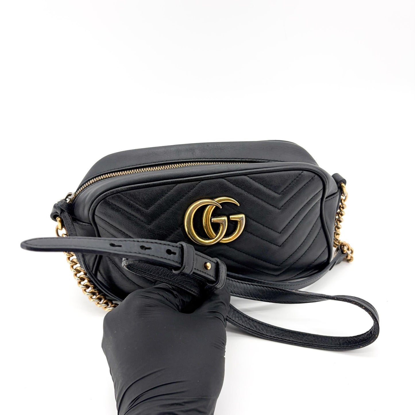 Gucci GG Marmont Small Matelassé Camera Bag Shoulder Bag Black