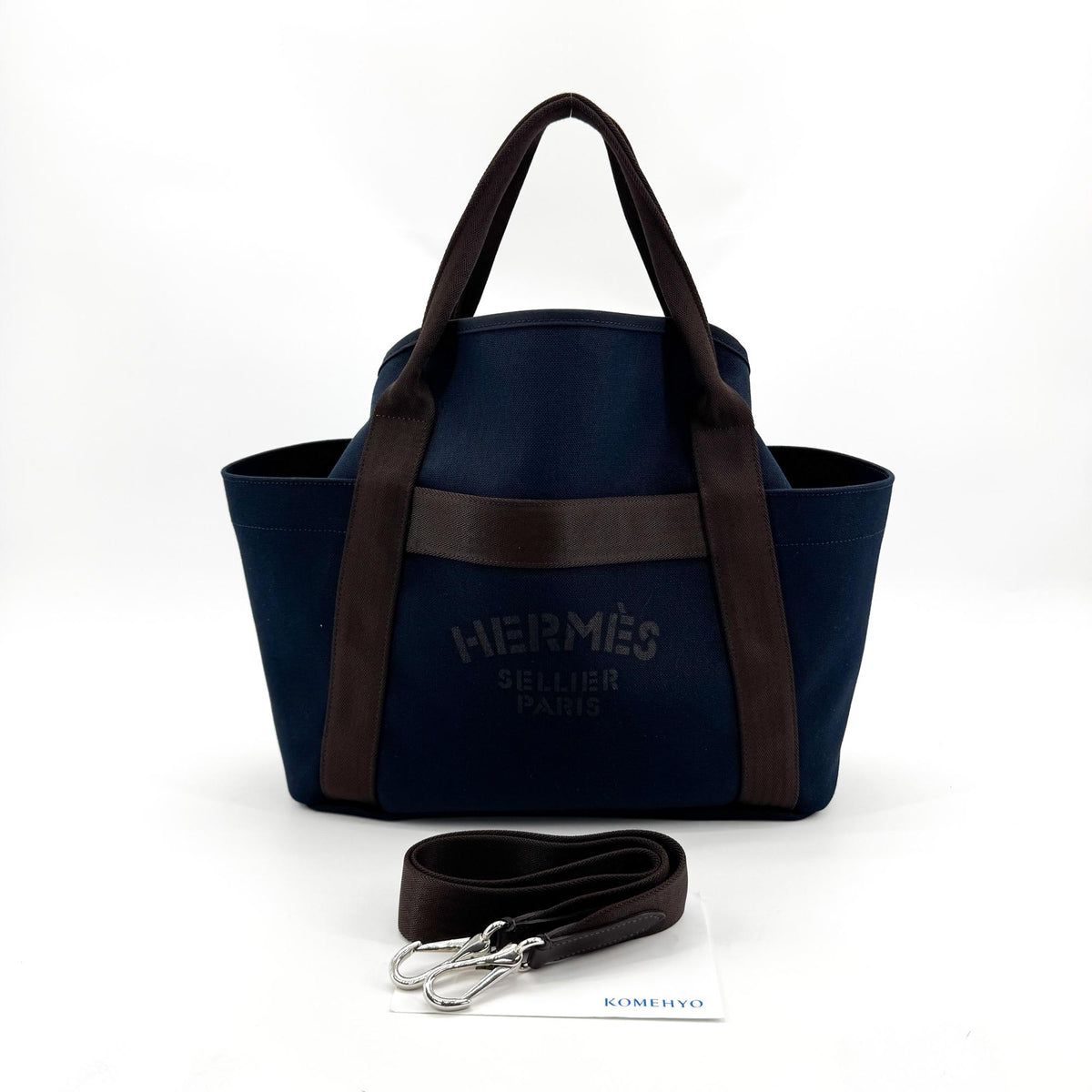 Hermès Grooming Bag Navy Brown