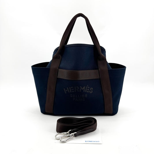 Hermès Grooming Bag Navy Brown