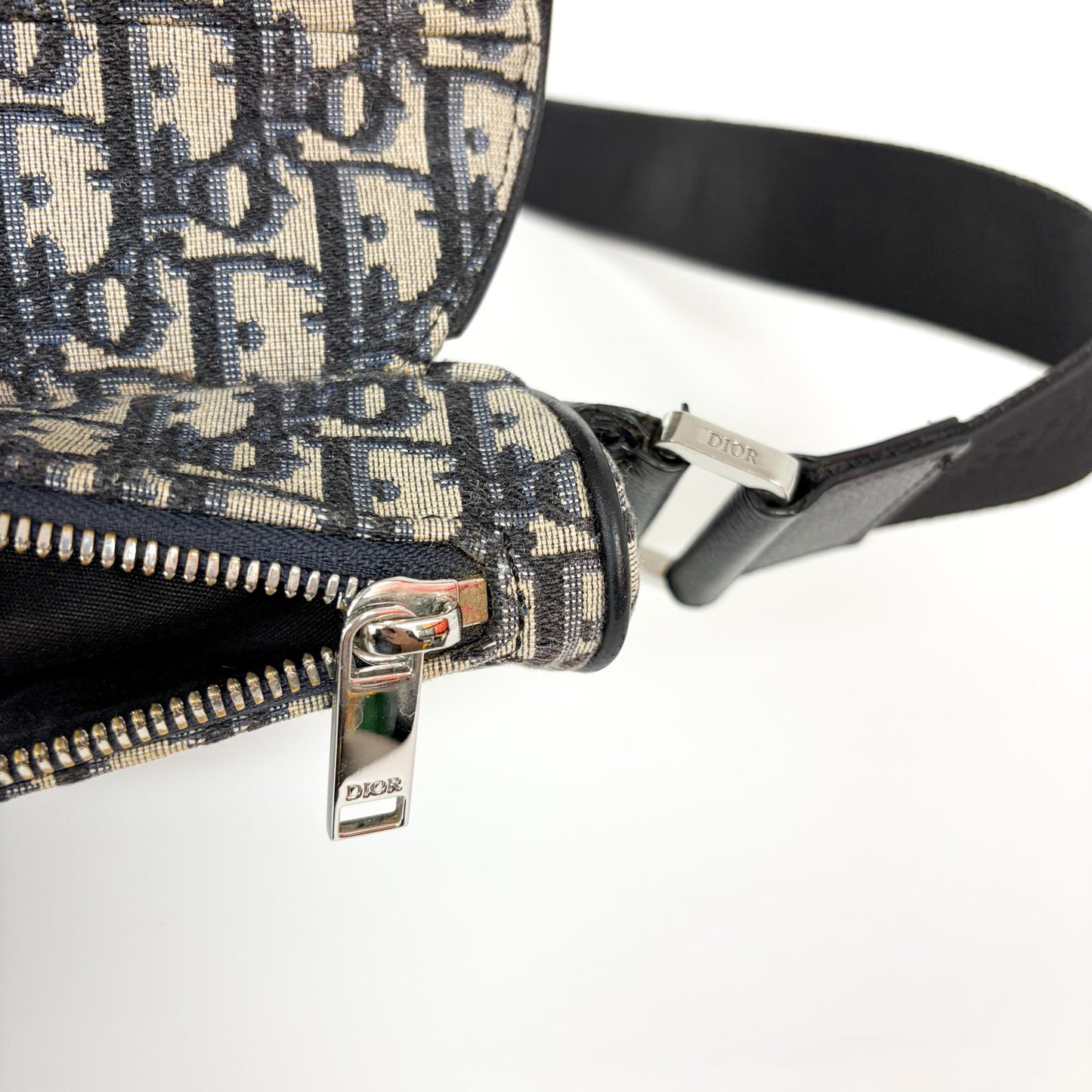 Dior Men's Oblique Saddle Bag Beige Black