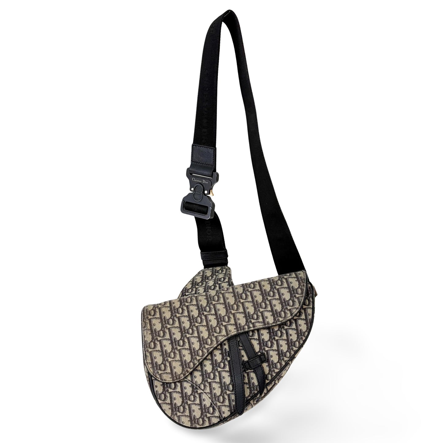 Dior Men's Oblique Saddle Bag Beige Black