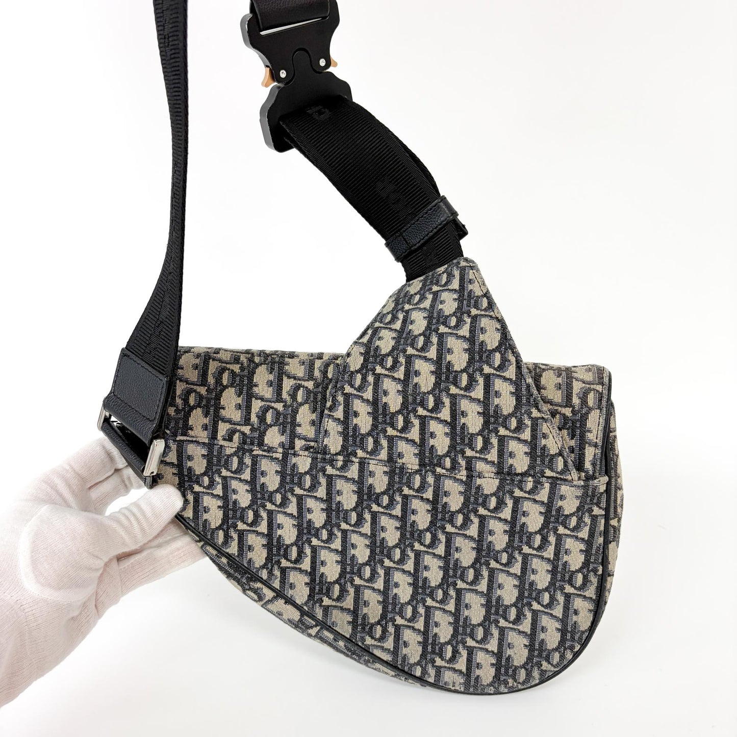 Dior Men's Oblique Saddle Bag Beige Black