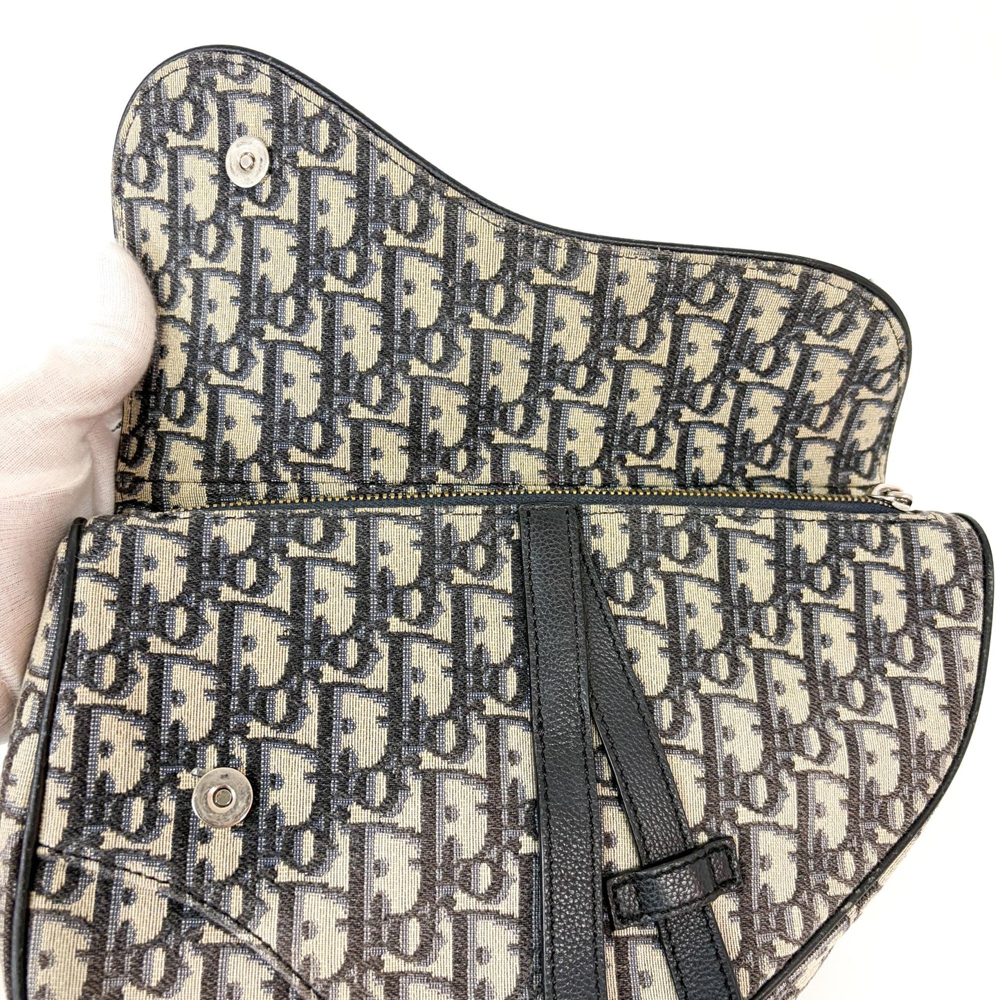 Dior Men's Oblique Saddle Bag Beige Black
