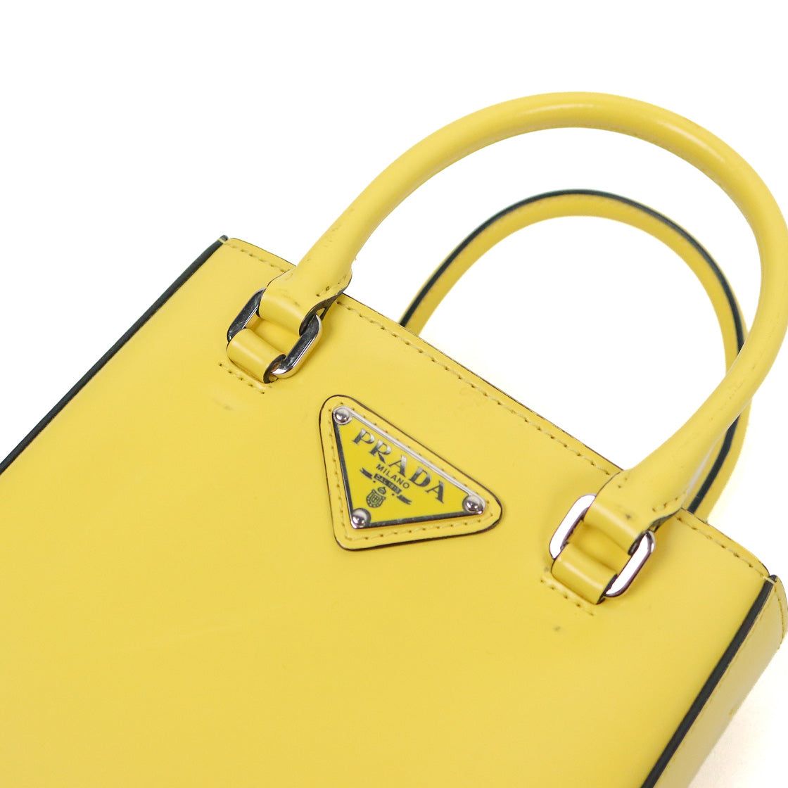 Prada Yellow Brushed Tote Bag