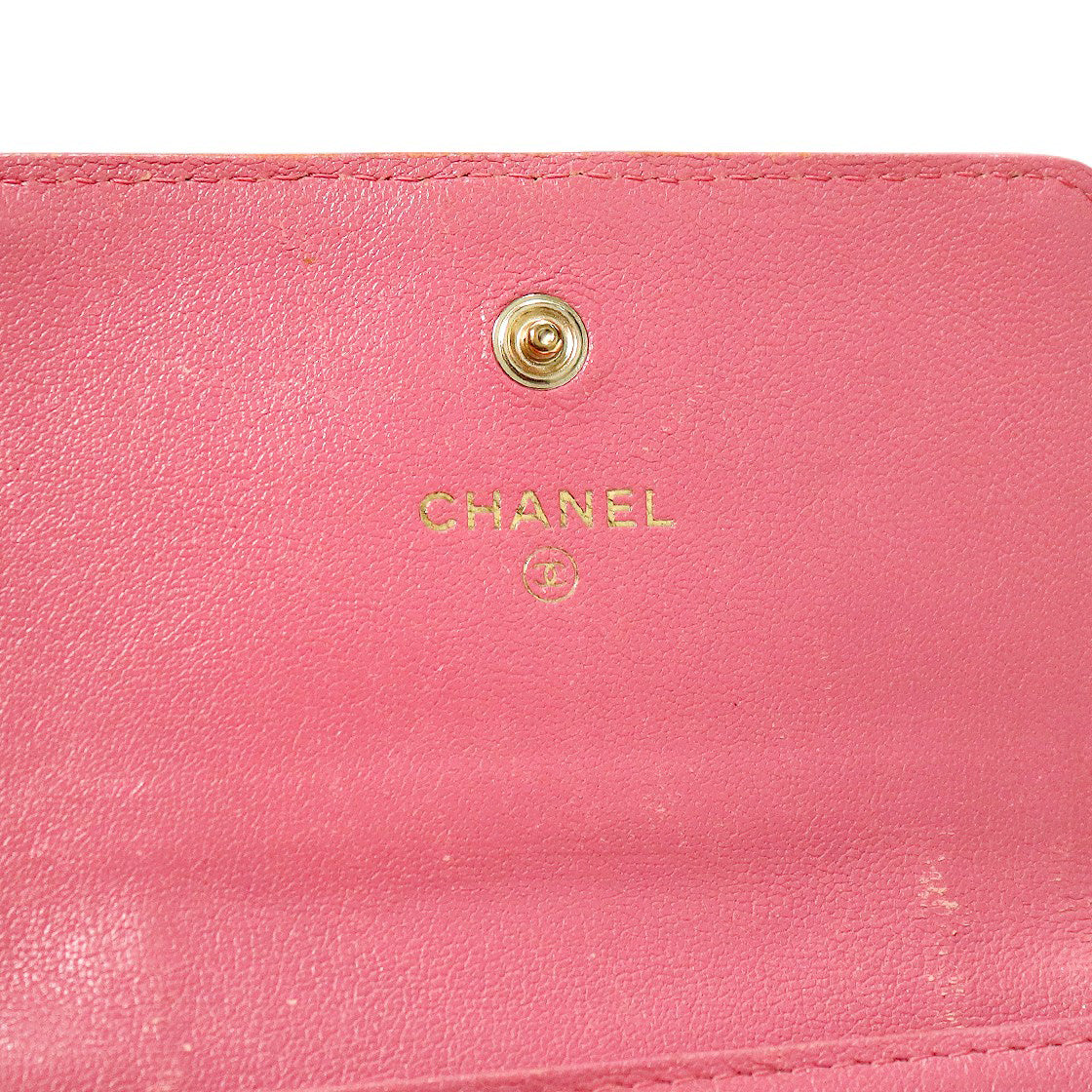 Chanel Pink Lambskin Mademoiselle Card Wallet