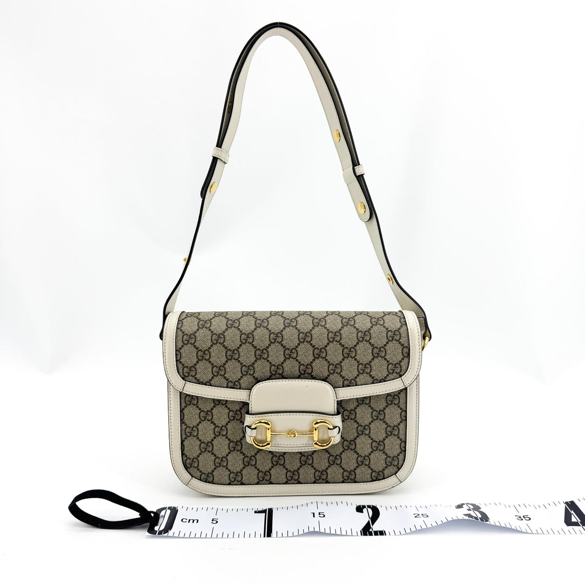 Gucci Horsebit 1955 Small Crossbody Bag GG Supreme White