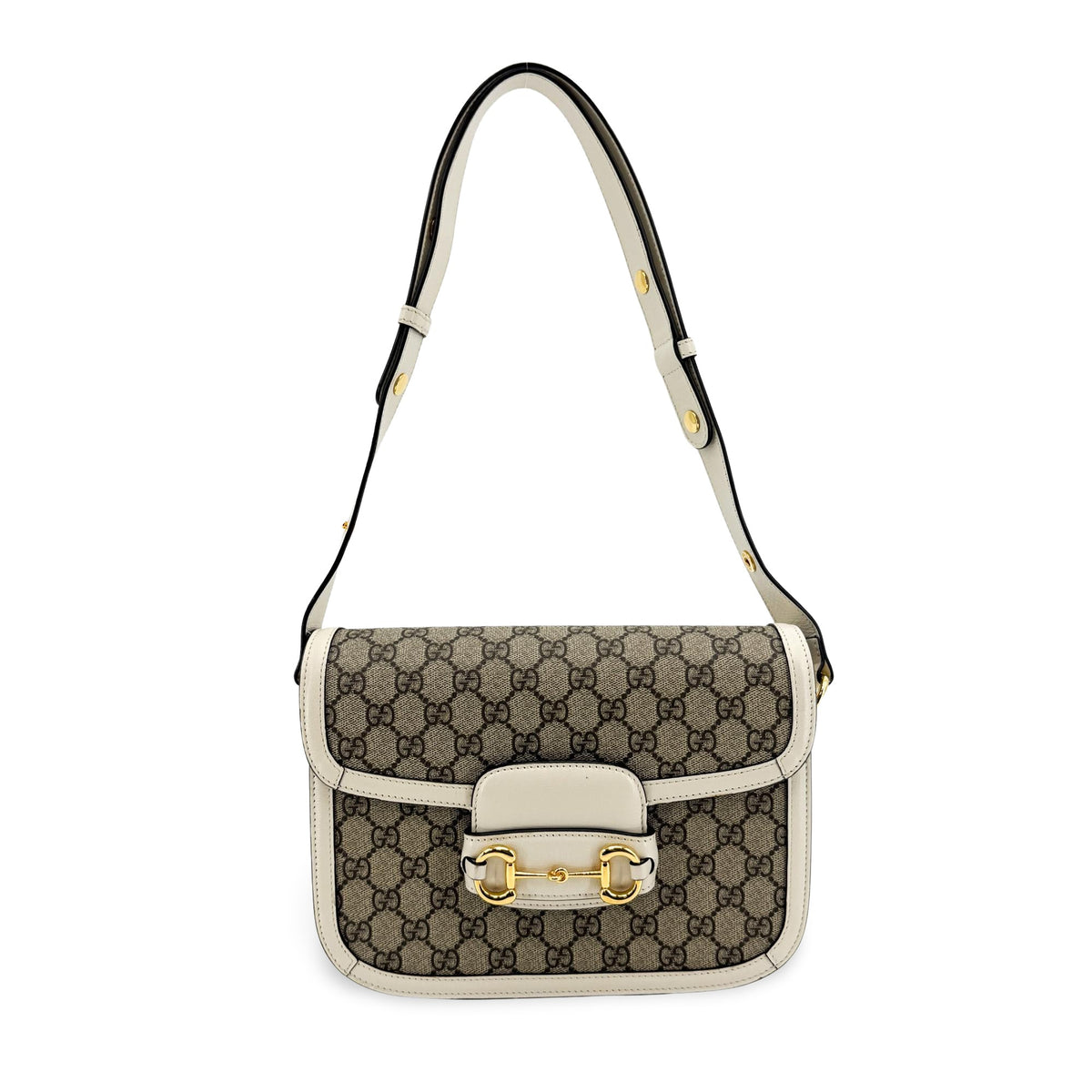 Gucci Horsebit 1955 Small Crossbody Bag GG Supreme White