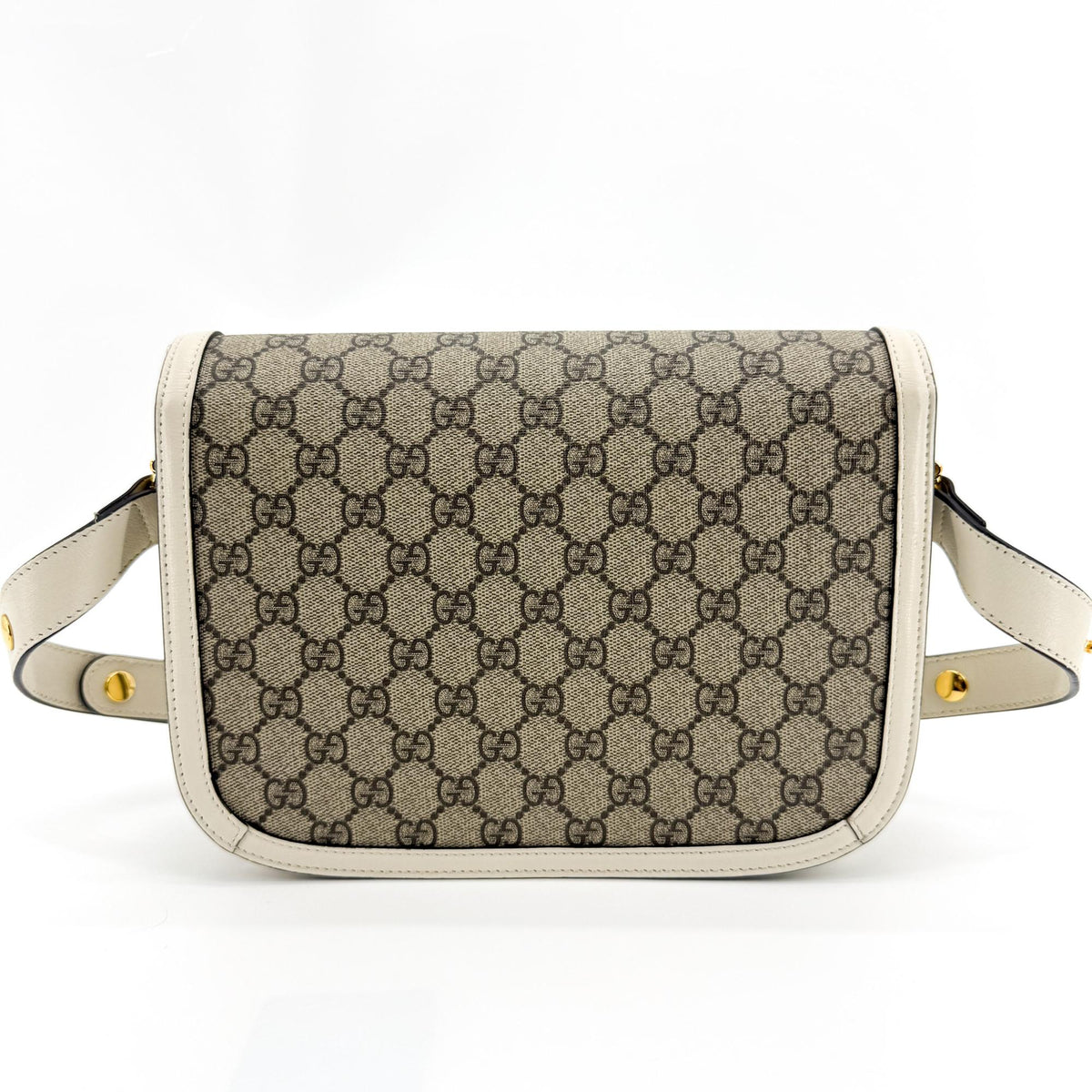 Gucci Horsebit 1955 Small Crossbody Bag GG Supreme White