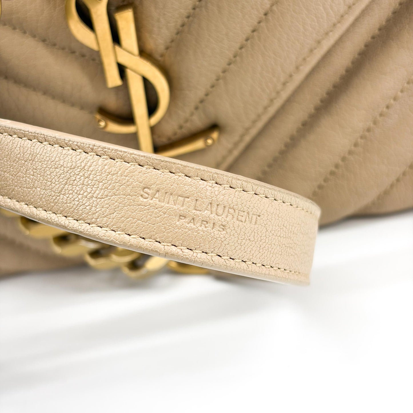 Saint Laurent Medium College Bag Taupe Matelassé Leather Vintage Gold Hardware