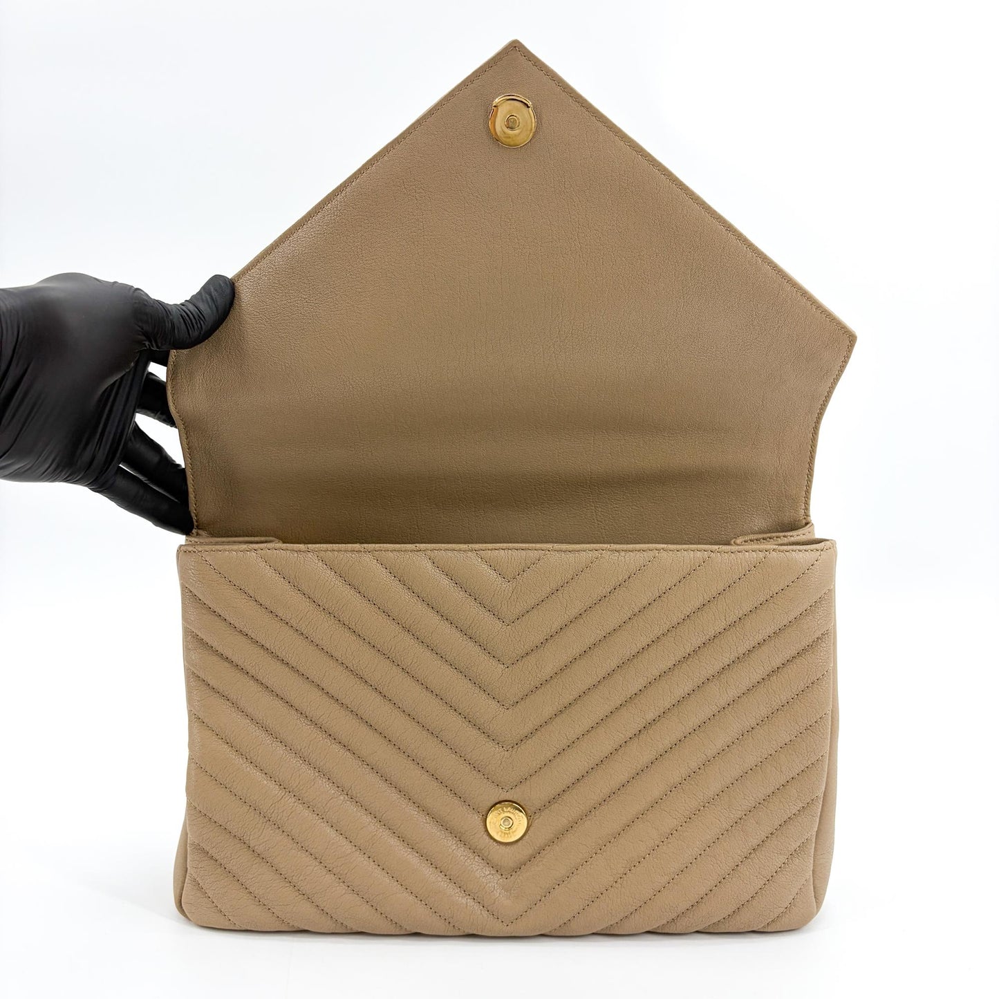 Saint Laurent Medium College Bag Taupe Matelassé Leather Vintage Gold Hardware