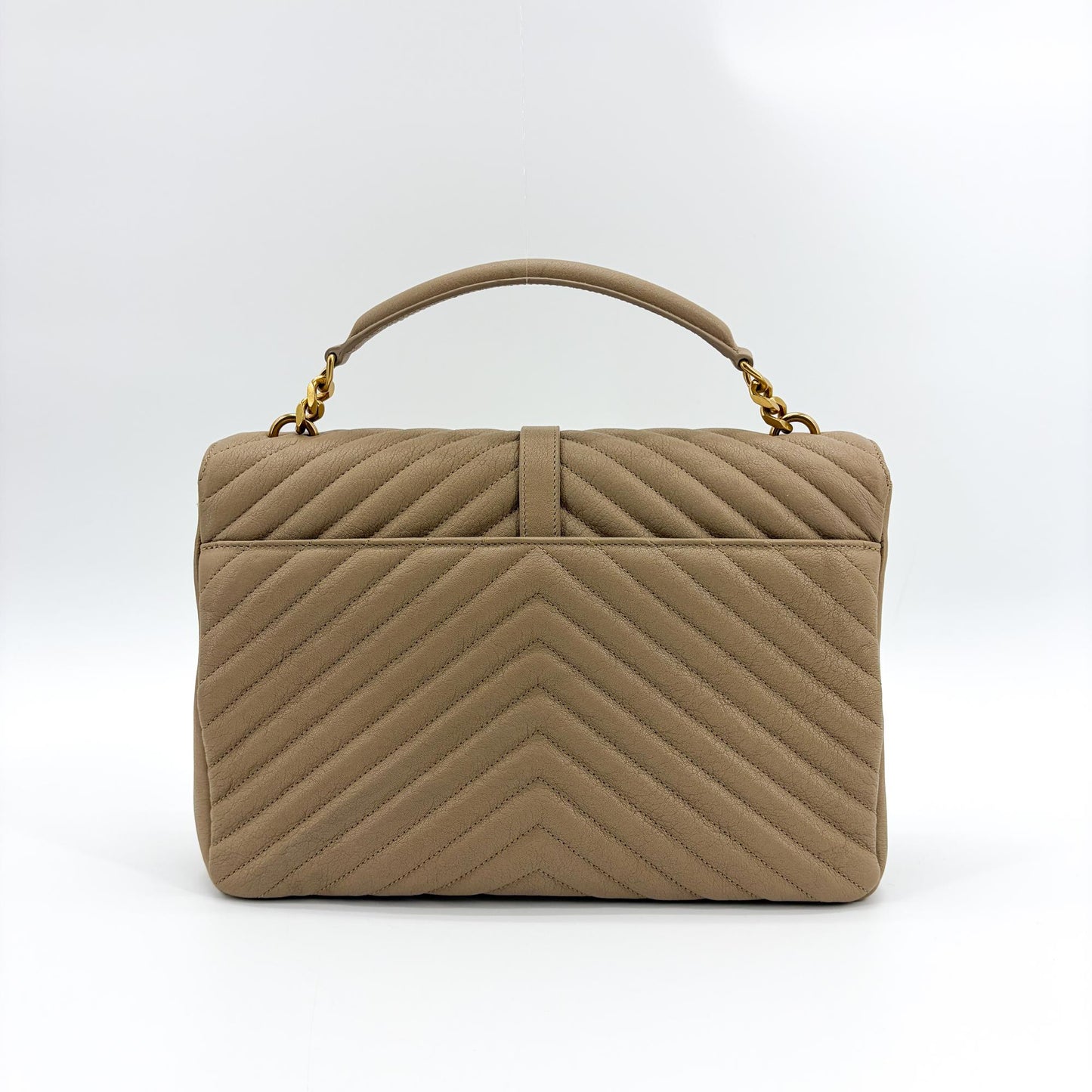 Saint Laurent Medium College Bag Taupe Matelassé Leather Vintage Gold Hardware