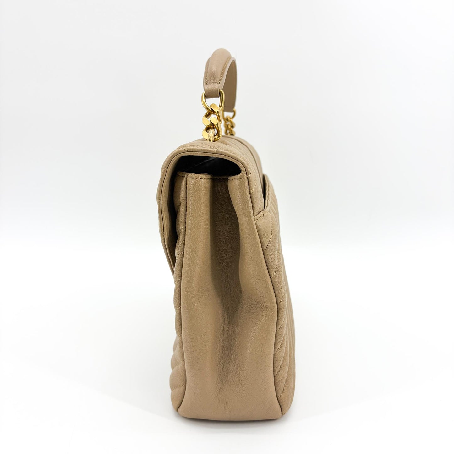 Saint Laurent Medium College Bag Taupe Matelassé Leather Vintage Gold Hardware