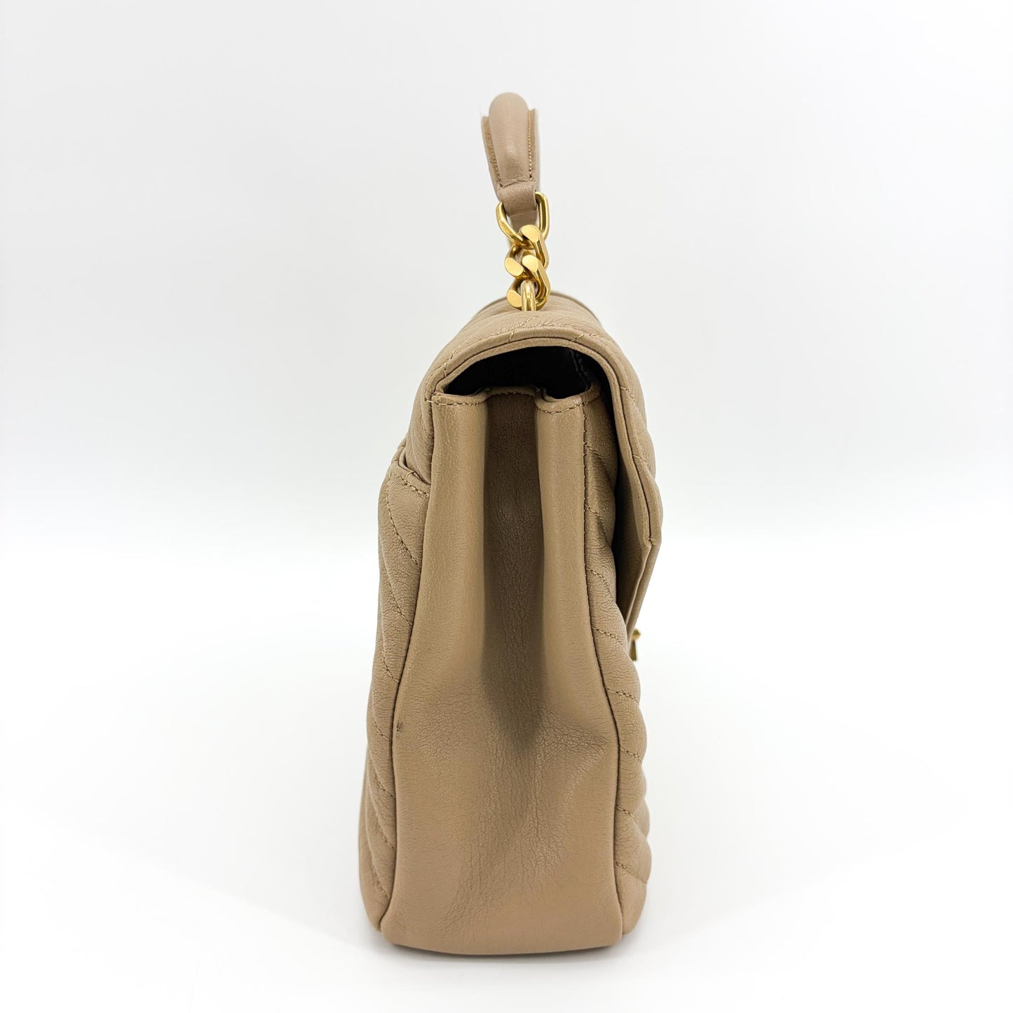 Saint Laurent Medium College Bag Taupe Matelassé Leather Vintage Gold Hardware