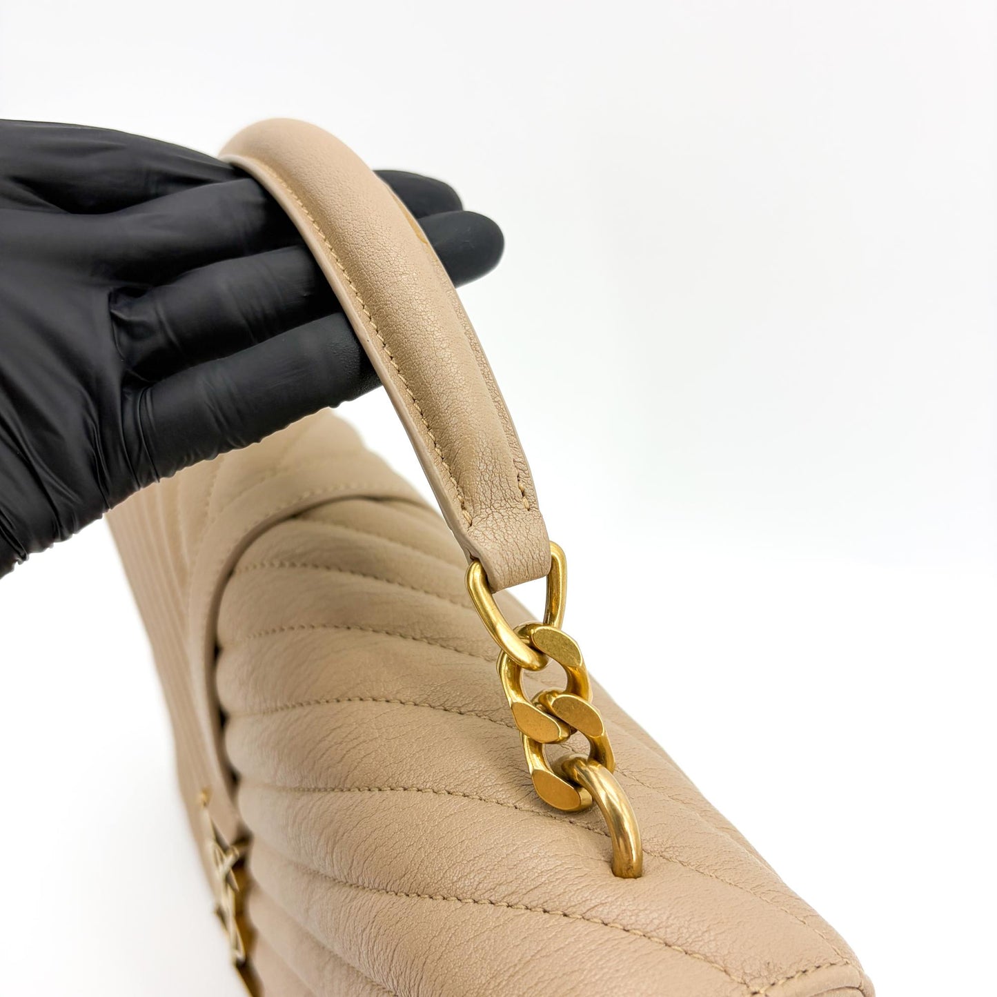 Saint Laurent Medium College Bag Taupe Matelassé Leather Vintage Gold Hardware