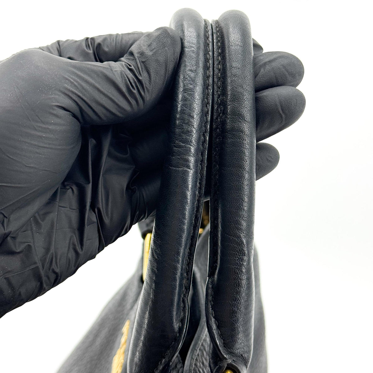 Prada Vitello Daino Tote Bag Black with Gold Hardware