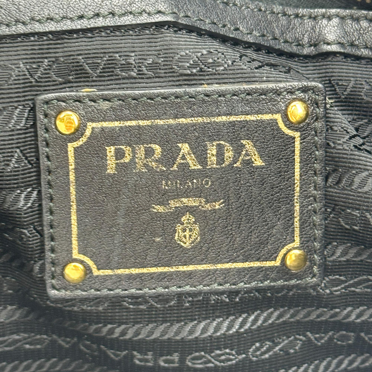 Prada Vitello Daino Tote Bag Black with Gold Hardware