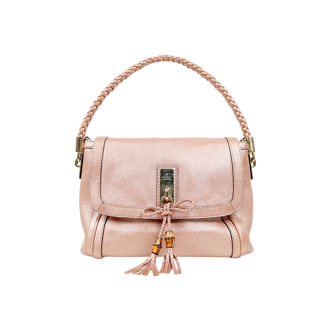 Gucci Metallic Pink Bamboo Bella Shoulder Bag