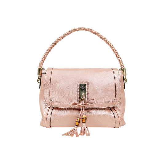 Gucci Metallic Pink Bamboo Bella Shoulder Bag