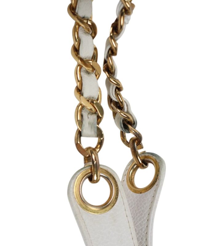 Chanel White Caviar Big CC Chain Shoulder Bag