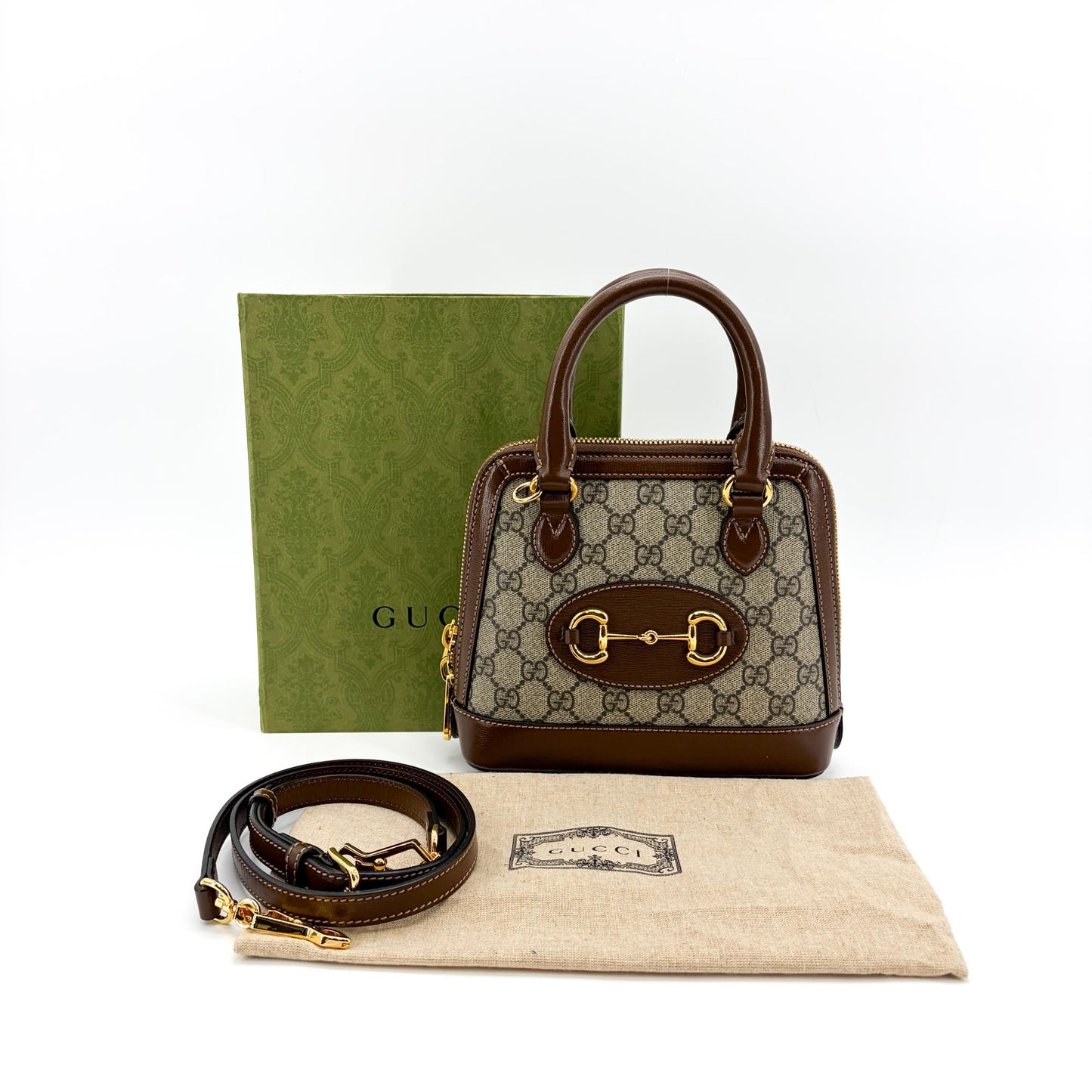 Gucci Horsebit 1955 Mini Top Handle Bag Brown