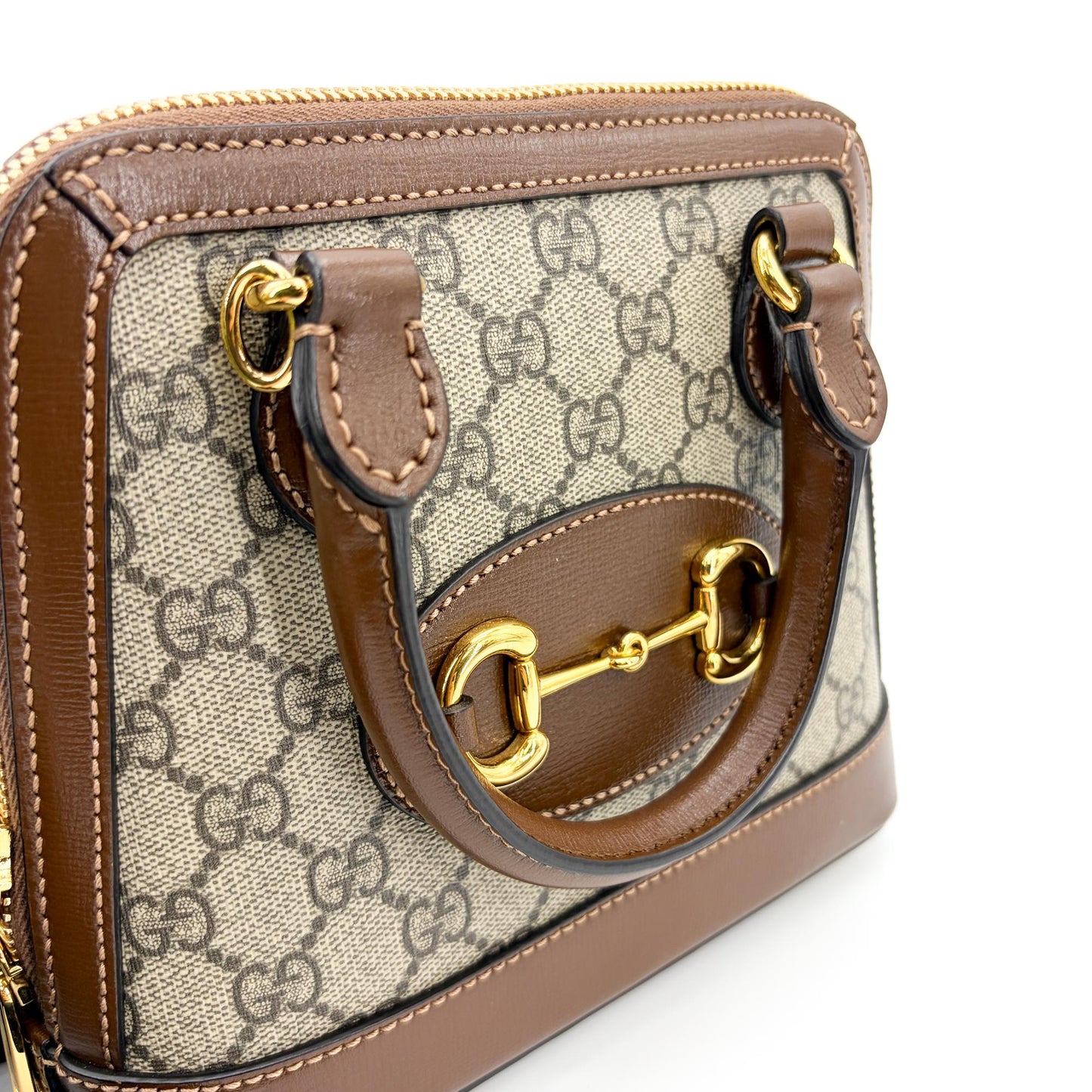 Gucci Horsebit 1955 Mini Top Handle Bag Brown