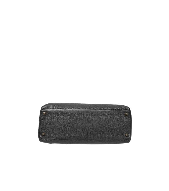 Hermès Black Kelly Bag Square L Engraved