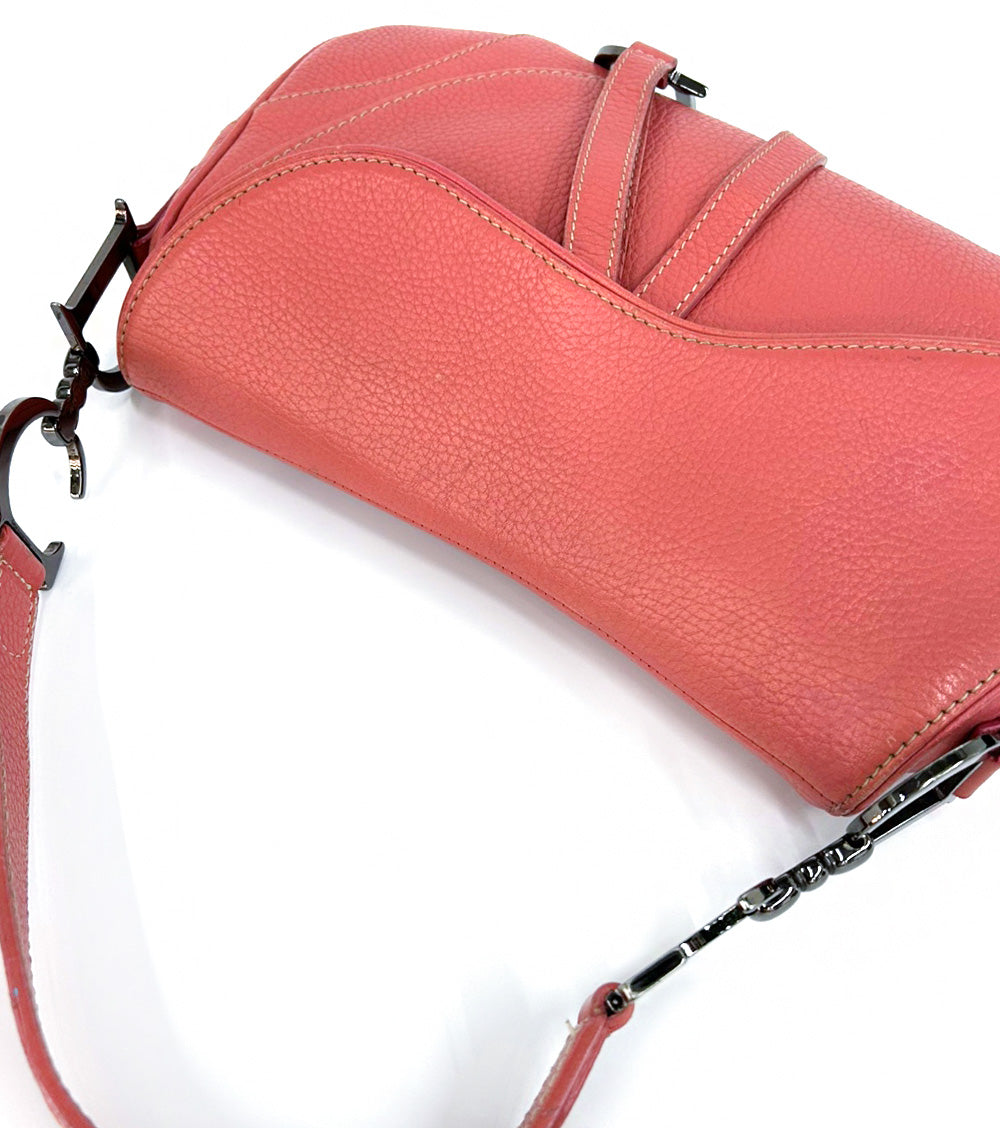 Dior Pink Leather Saddle Shoulder Bag