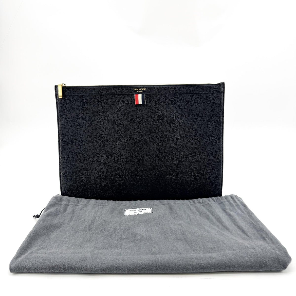 Thom Browne Grain Leather Document Holder Large Navy